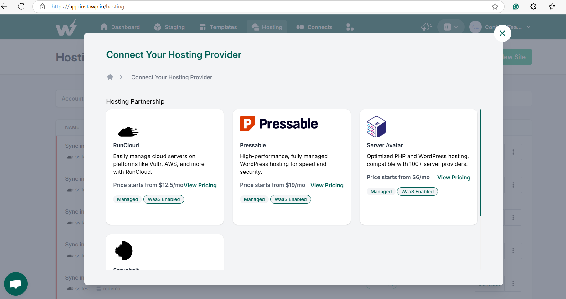 Managed hosting providers with InstaWP hosting- best Cloudways alternative