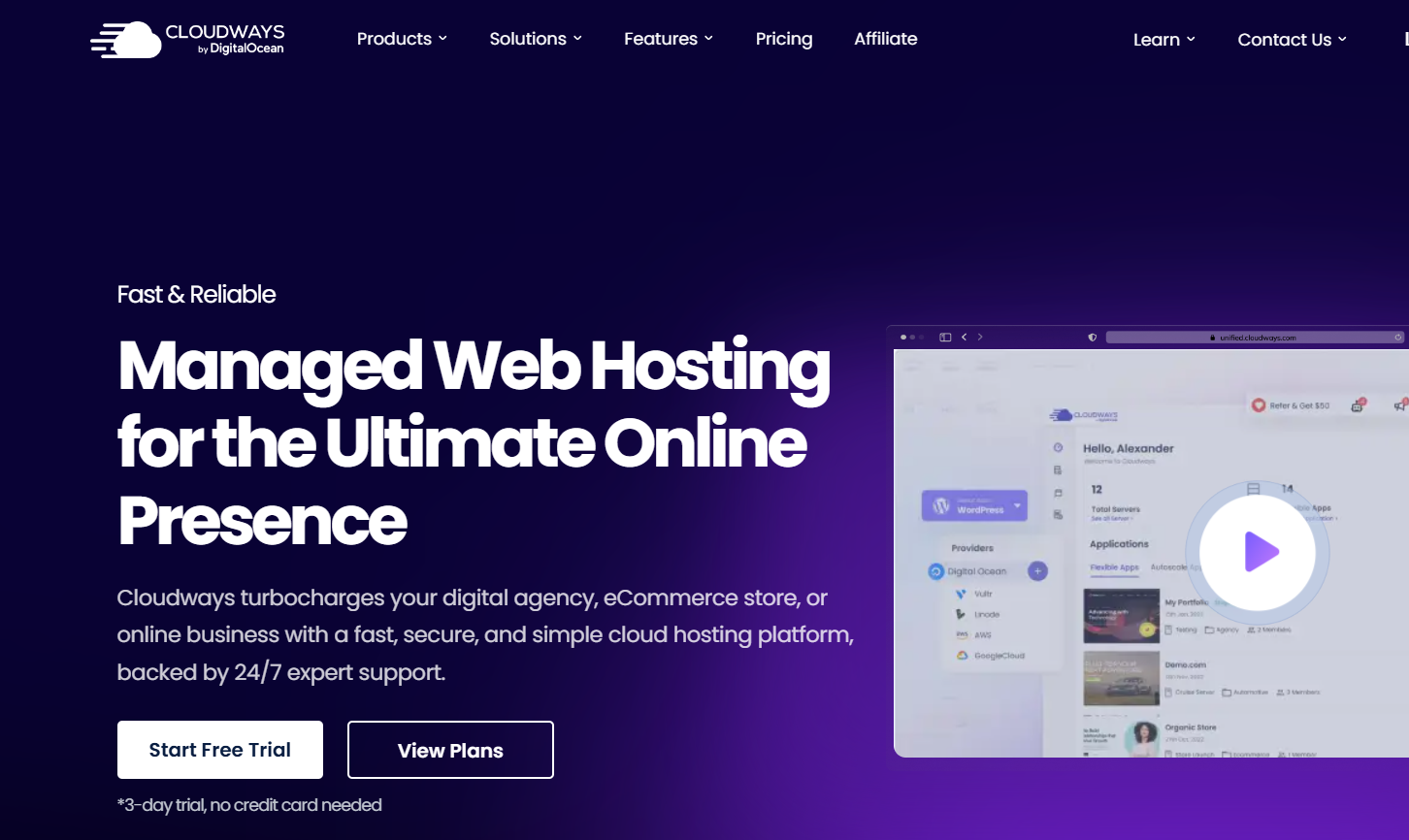Cloudways-the managed hosting provider as reliable GridPane alternative