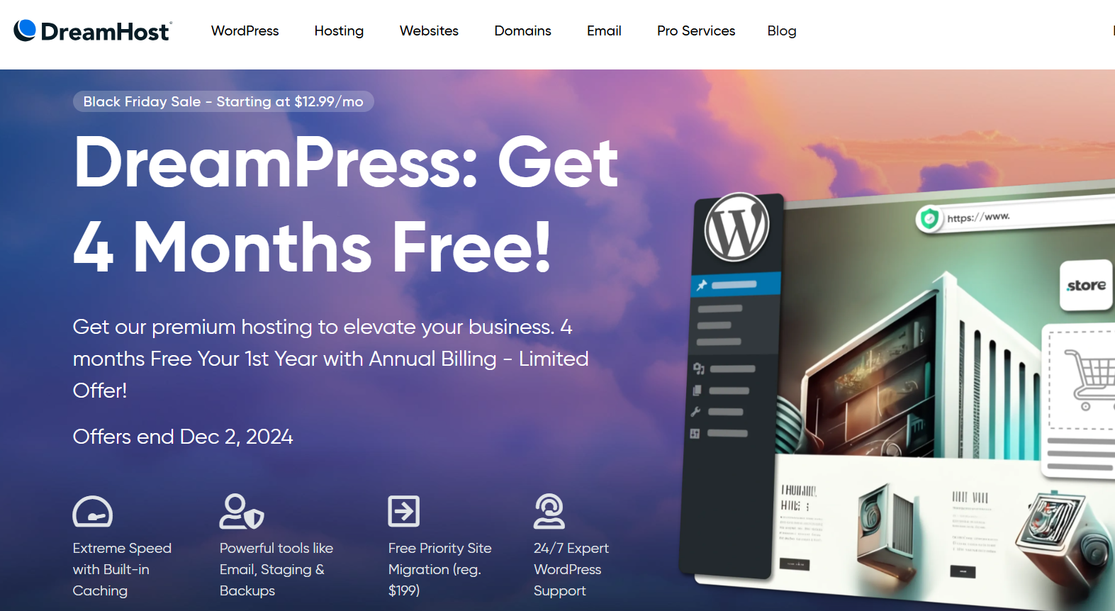 DreamPress by DreamHost managed hosting provider for small agencies