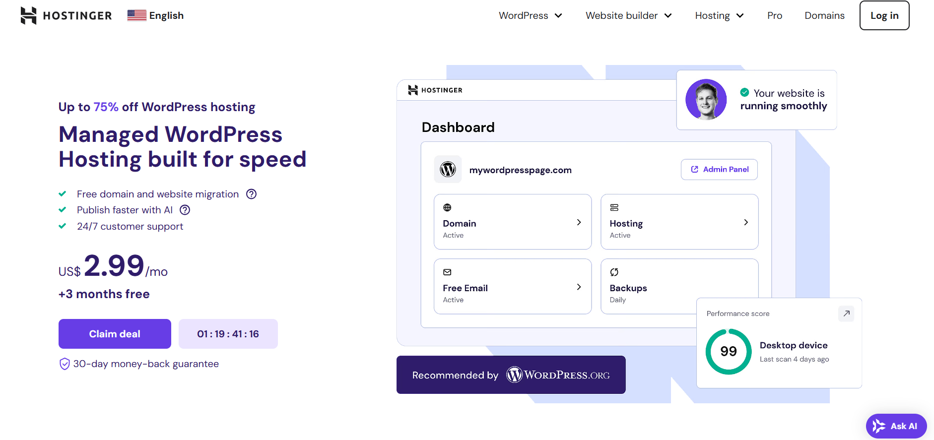 Hostinger manages hosting provider