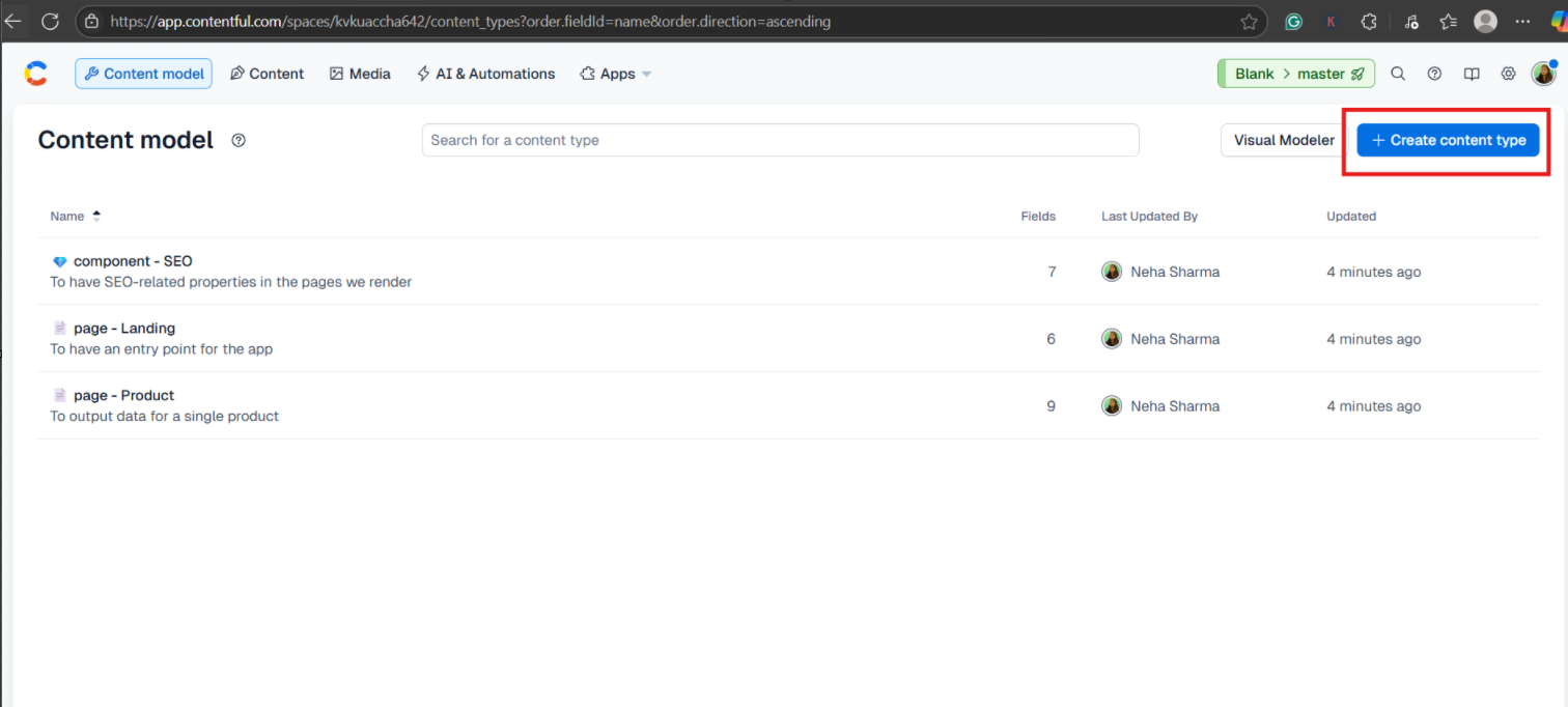3. Content Modeling: screenshot from the guide Contentful vs WordPress: Which CMS Is Better for Developers & Agencies