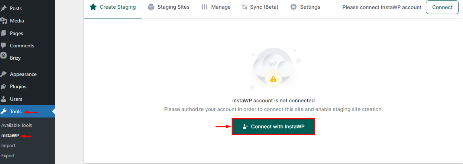 Step 1: Install WordPress on the New Host: Search for the InstaWP Connect plugin and install it