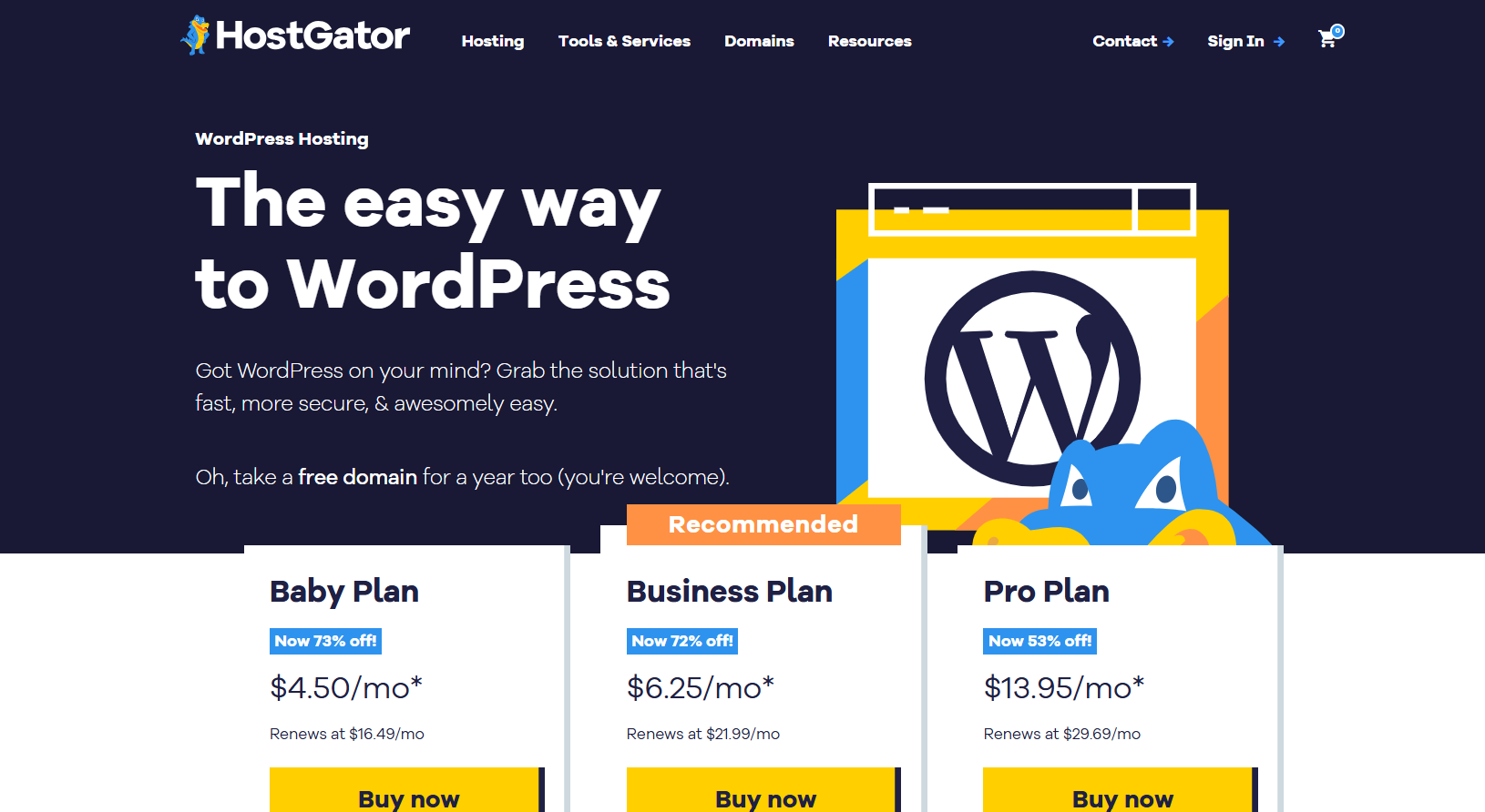 The HostGator website