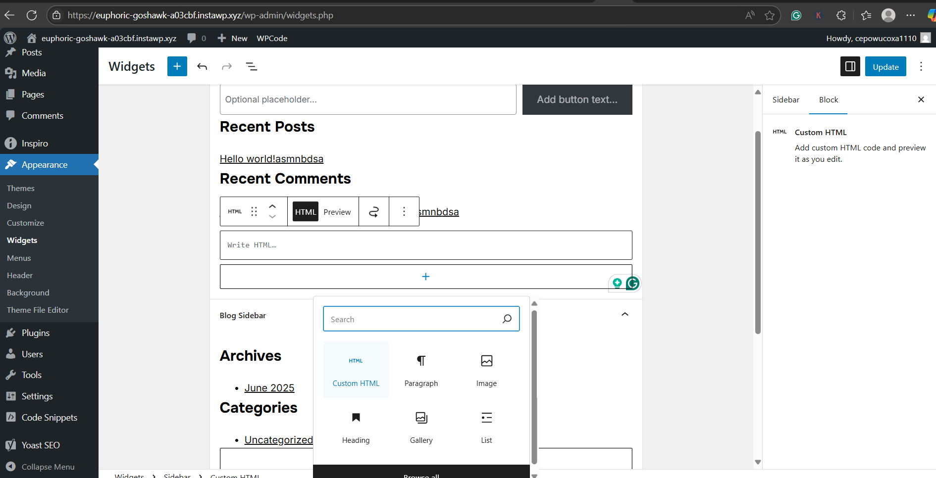 Step-by-Step: How to Add Google AdSense Code in WordPress Using a Widget, screenshot from the guide How to Add AdSense Code in WordPress (step 2 of 3)