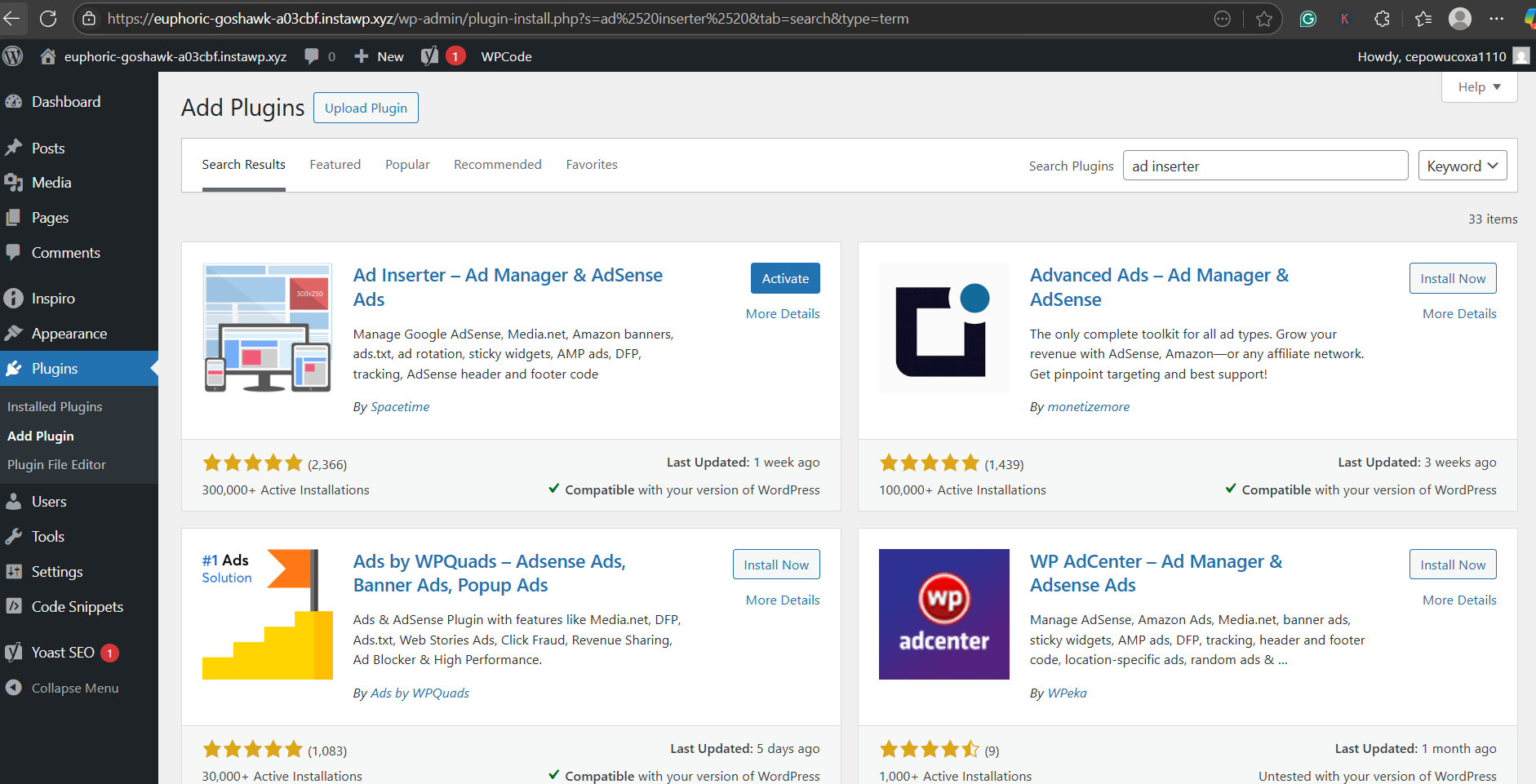 Step 1: Install the Plugin, step from the guide How to Add AdSense Code in WordPress