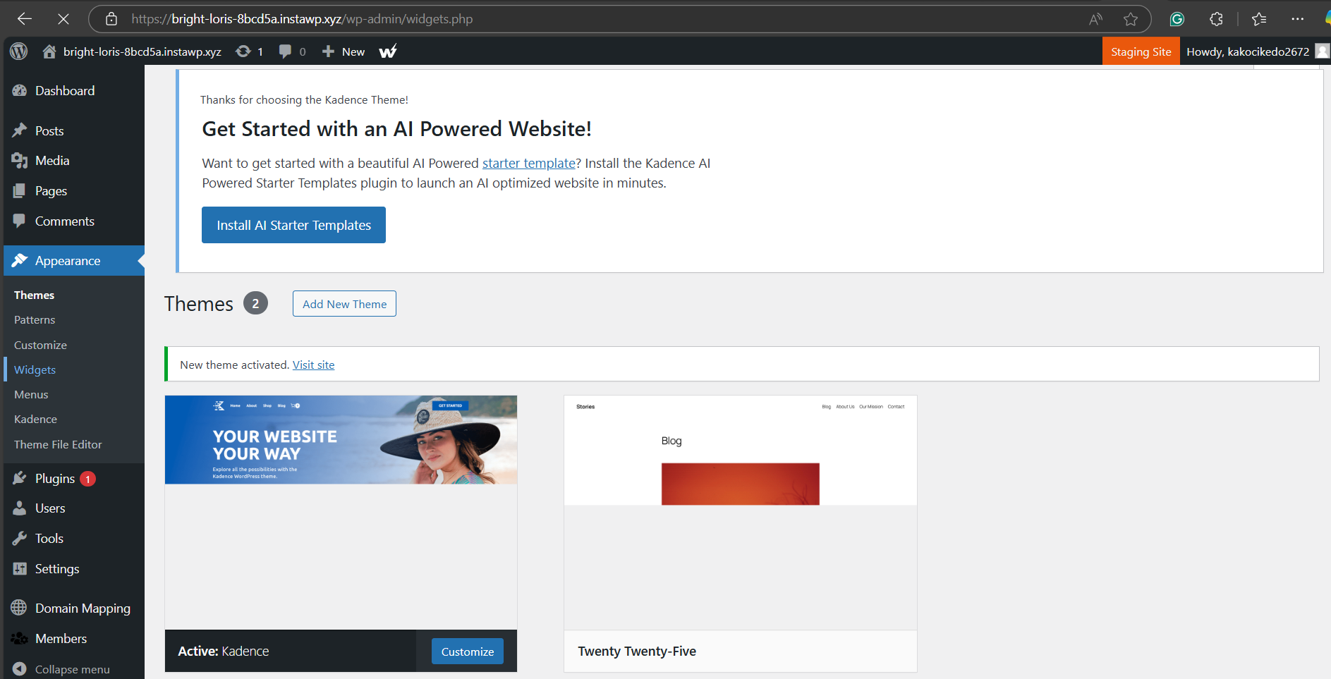 Go to Appearance > Widgets in your WordPress dashboard to add shortcodes in WordPress.