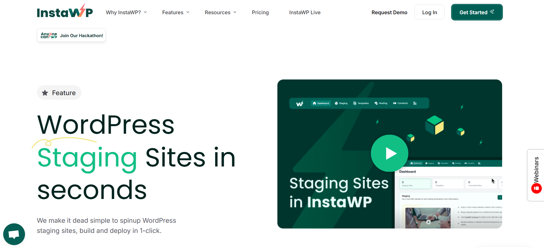 InstaWP WordPress staging site feature 