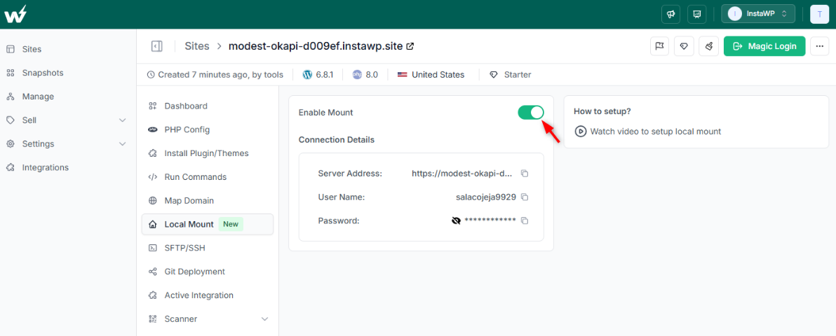 Step 2: Set Up a WordPress Site Using InstaWP, step from the guide How to Build a WordPress Plugin Using AI (step 3 of 3)