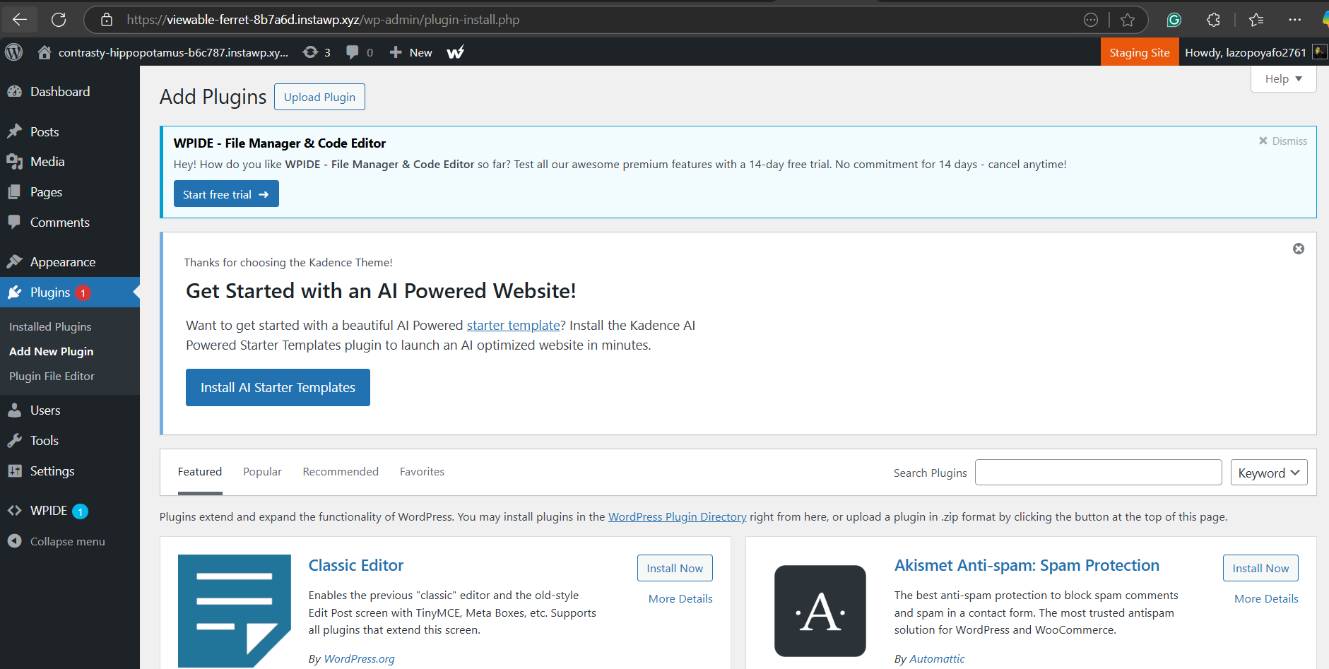 Within your WordPress admin dashboard, locate the "Plugins" menu item in the left-hand sidebar and click on it to build an AI chatbot for WordPress.