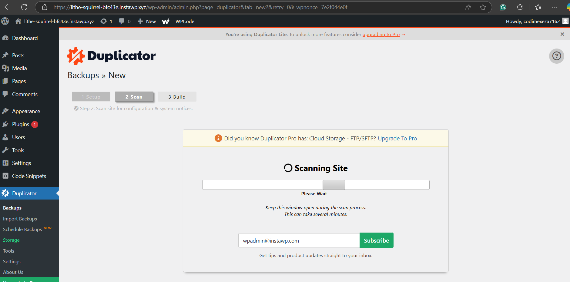 Scanning a site before cloning it.