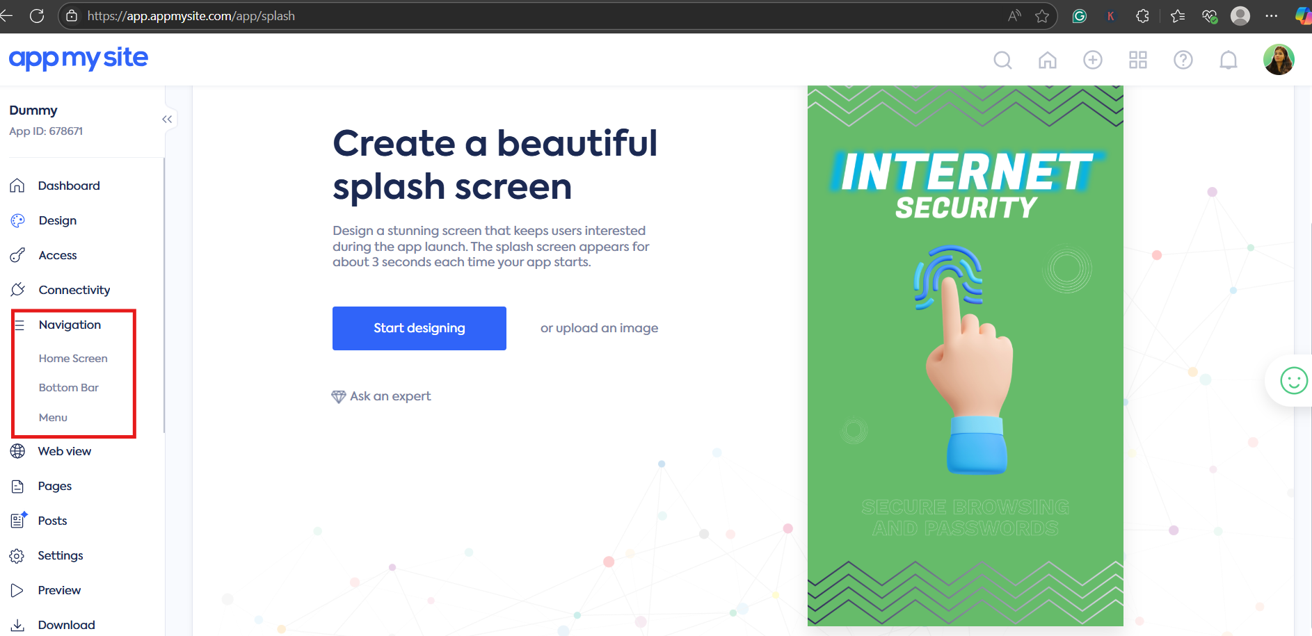 Define navigation of your website to a mobile app.