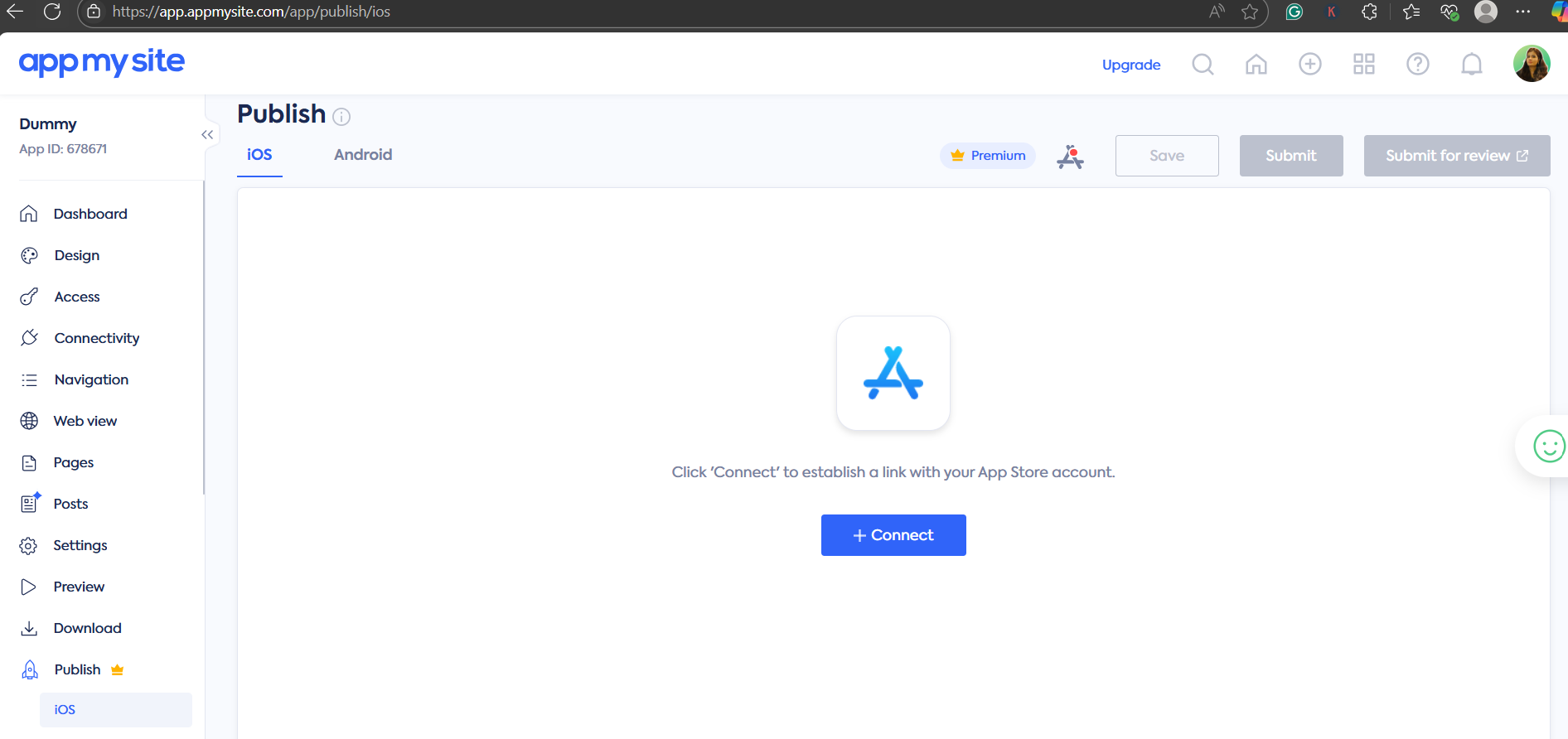 Open your app development account