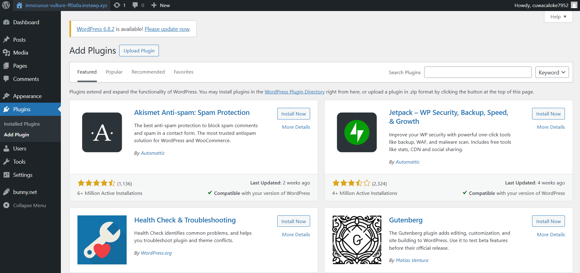 Install blog plugin to create a blog on WordPress