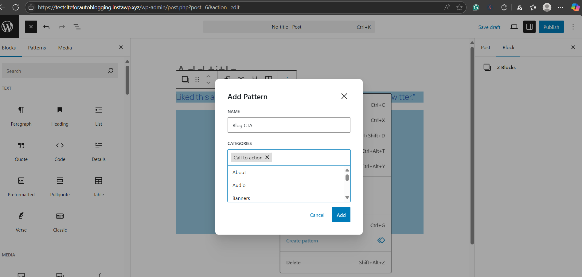 Step 4: Create the Reusable Block