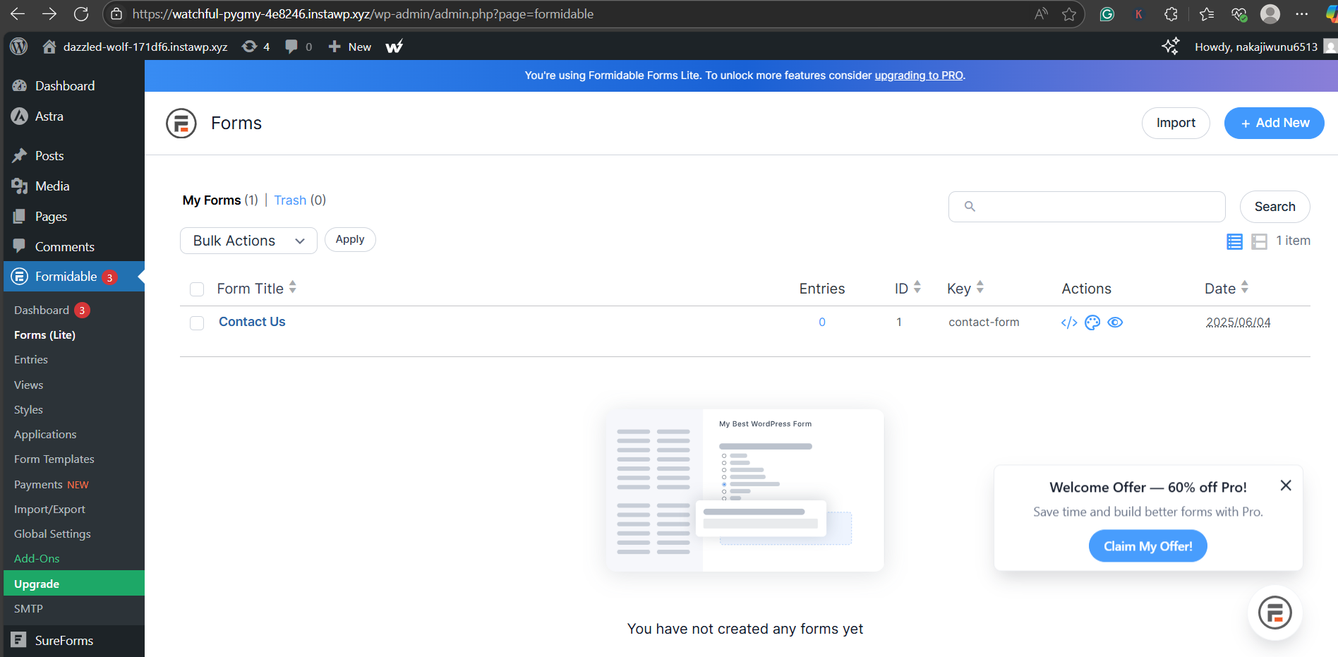 4. Build a Form-Based Interface, screenshot from the guide How to Create a Web App With WordPress (step 1 of 2)