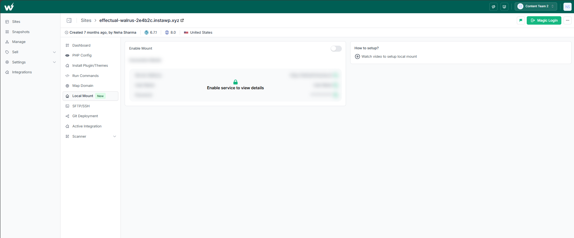 The Local Mount website: Just enable the Local Mount feature for the respective site to prepare your online site to be available locally