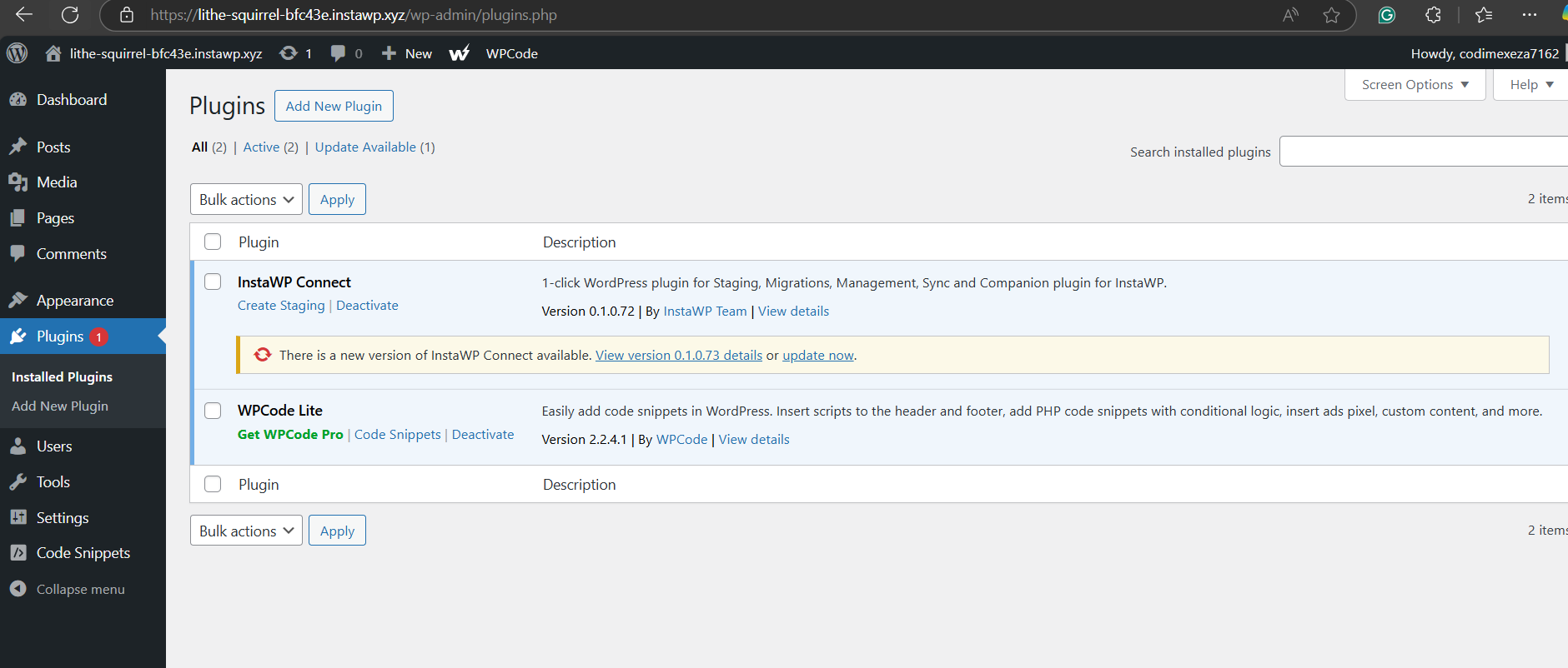 Go WordPress Dashboard>Plugins>Installed Plugins to fix the "WordPress Keeps Logging Me Out" error.