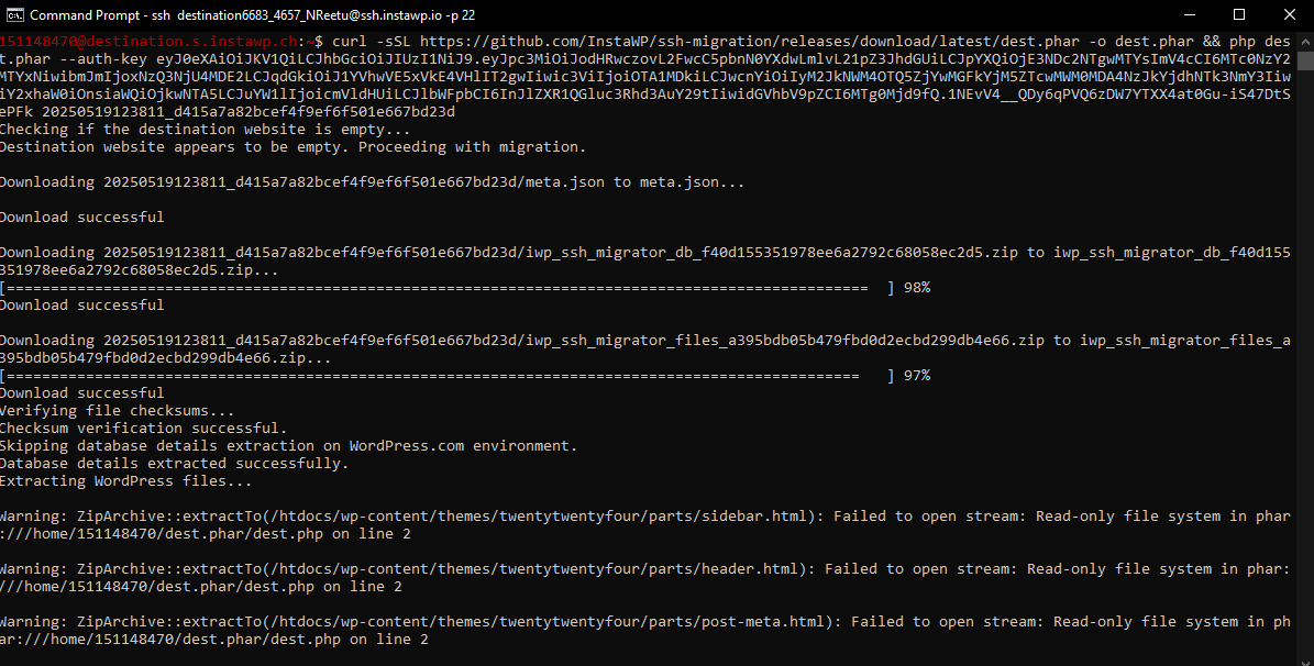 ✅ Step 3: Generate and Run the Command for the Destination Site, What to do