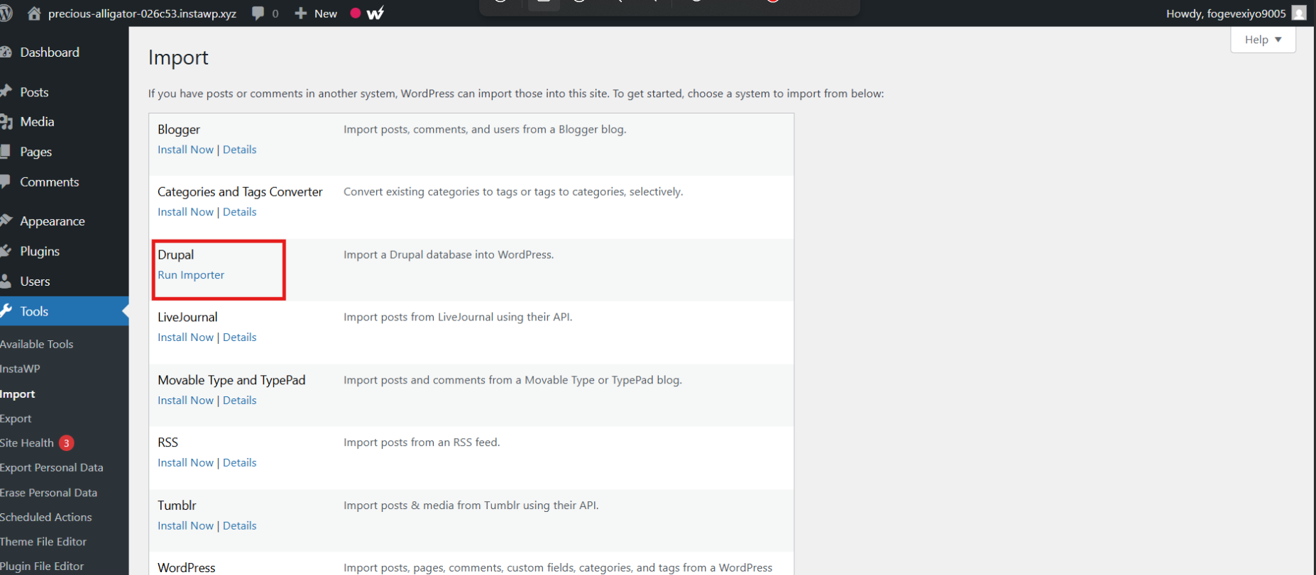 Step 2: Install the FG Drupal to WordPress Plugin (screenshot 6)