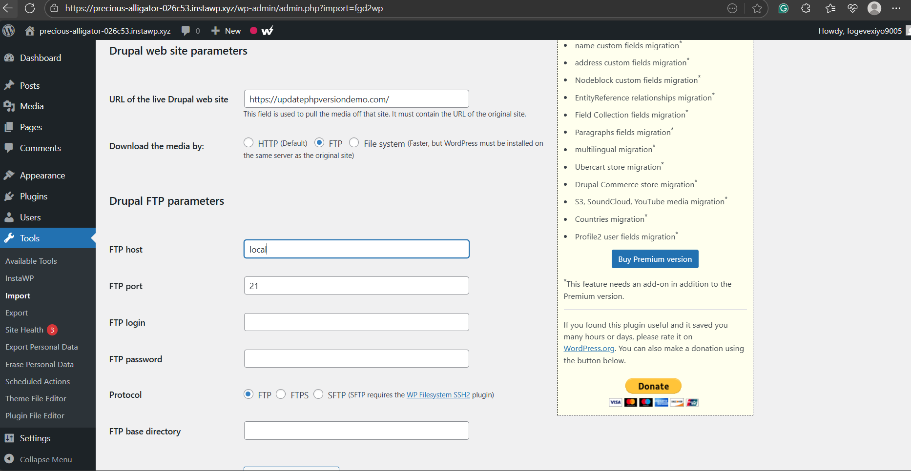 Step 3: Import Your Drupal Site Content (screenshot 8)