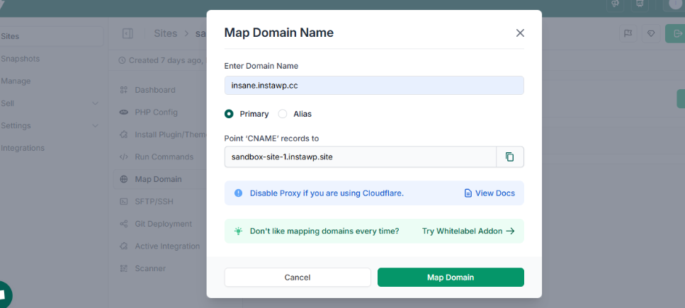 Step 7: Map Your Domain (screenshot 13)
