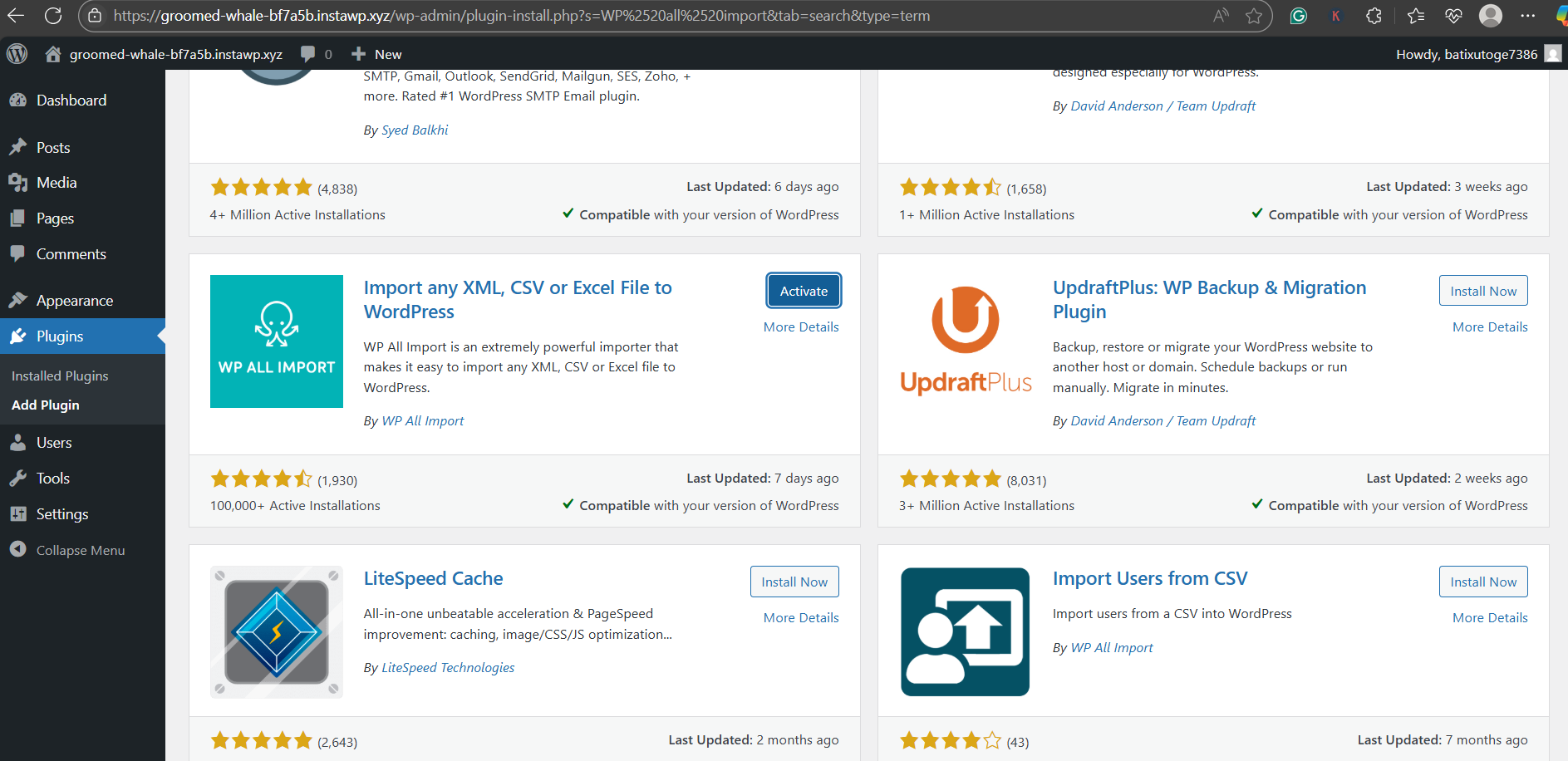 Install an Import Export plugin to migrate HubSpot from WordPress 