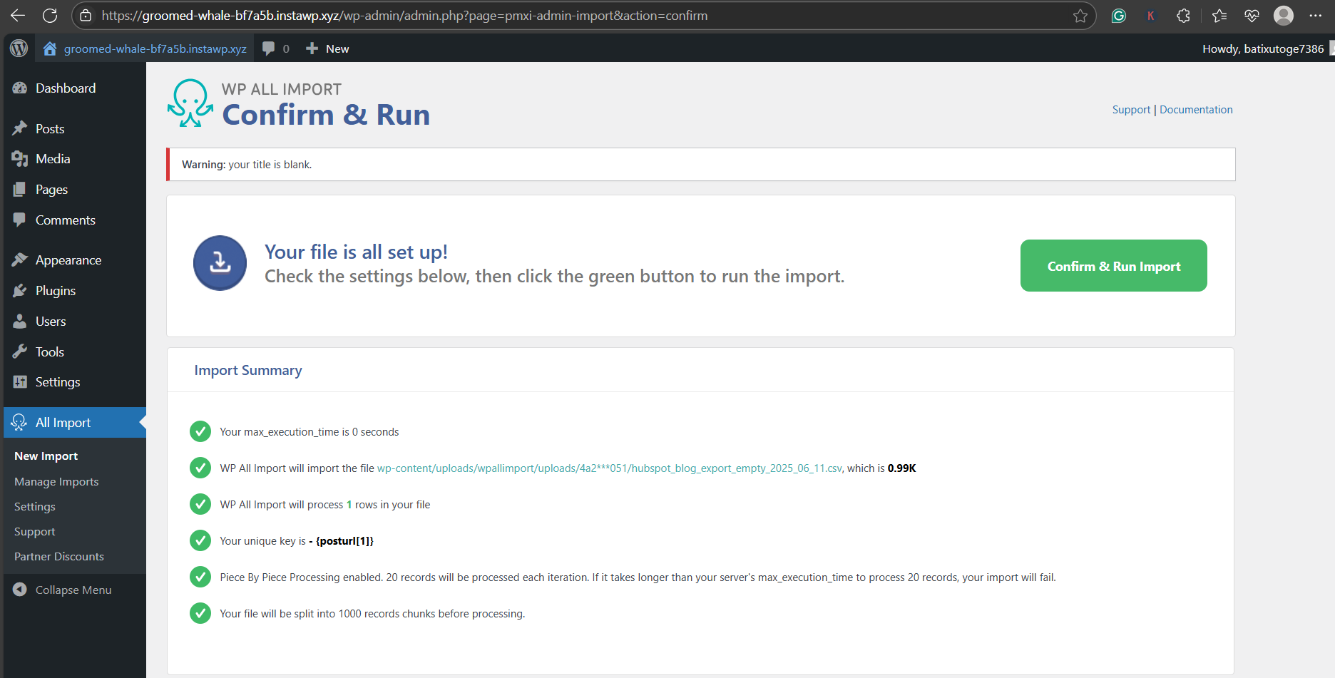 Confirm & Rum Import to migrate HubSpot from WordPress 