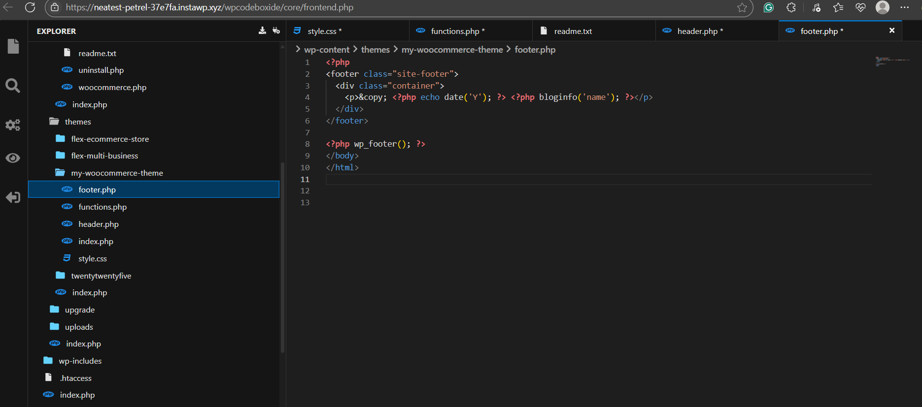 Step 3: Add Basic Theme Structure: screenshot from the guide How to Start With Custom WooCommerce Theme Development in 2026 (screen 3 of 6)