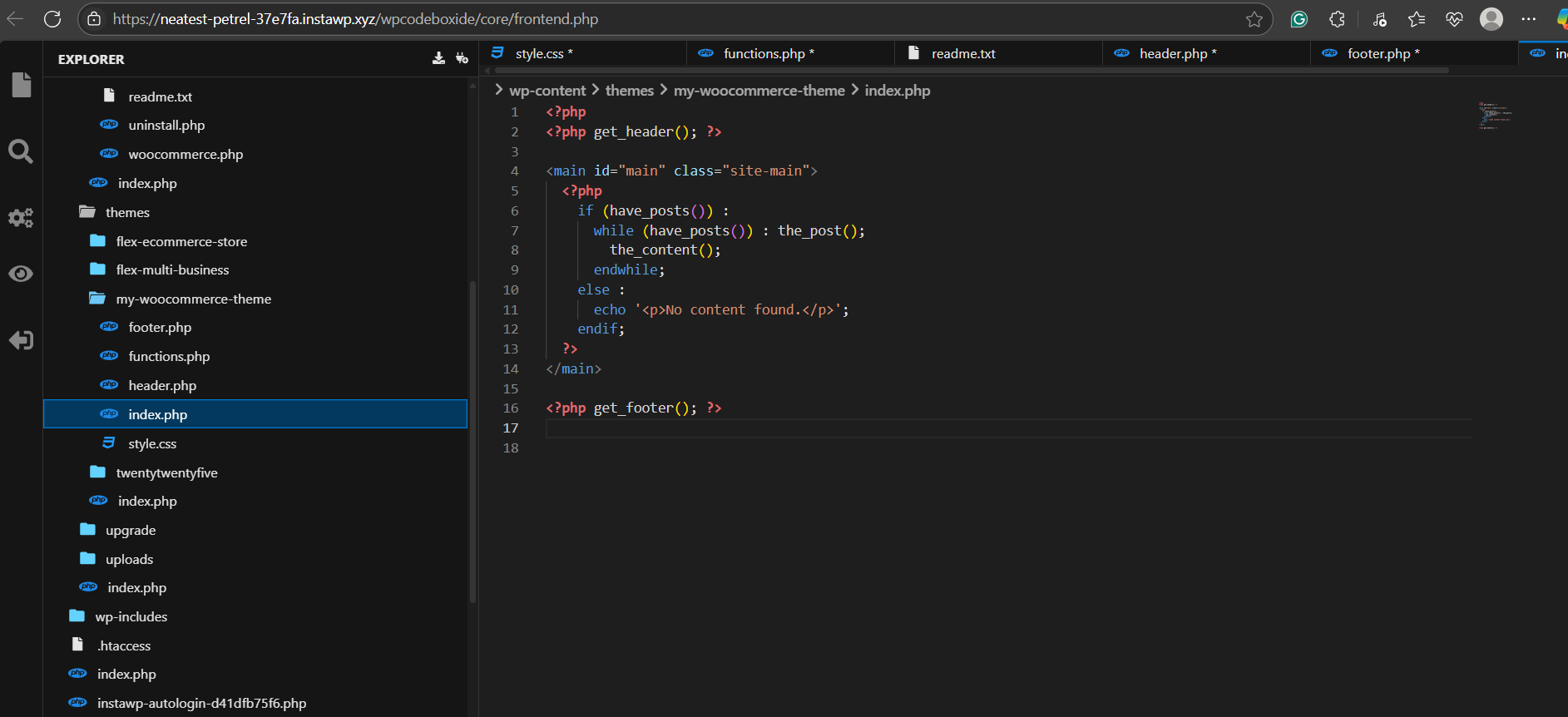 Step 3: Add Basic Theme Structure: screenshot from the guide How to Start With Custom WooCommerce Theme Development in 2026 (screen 4 of 6)