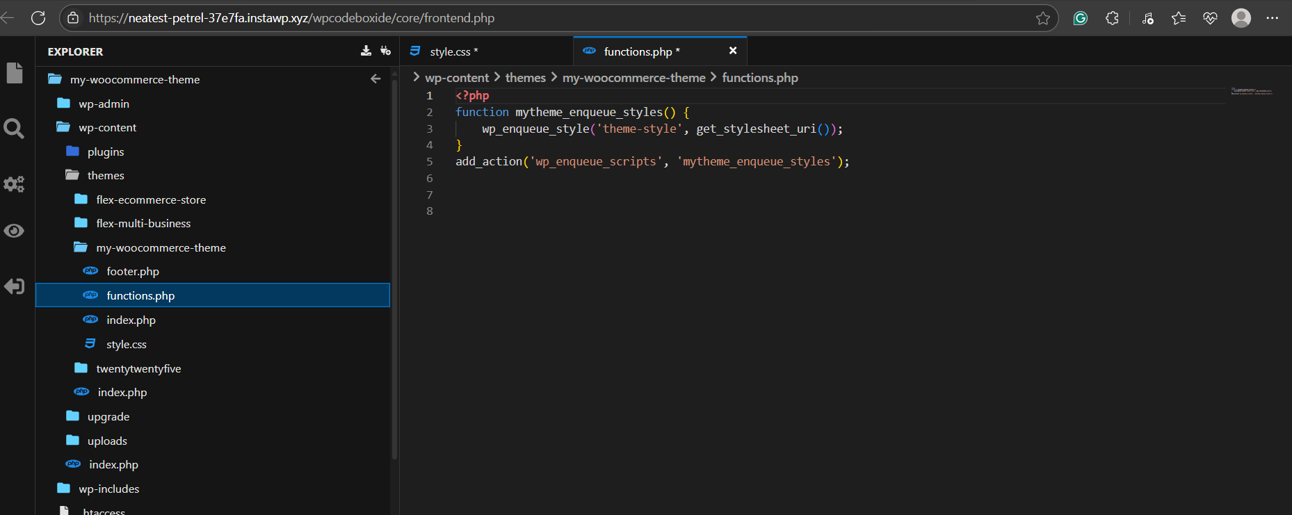 Step 3: Add Basic Theme Structure: screenshot from the guide How to Start With Custom WooCommerce Theme Development in 2026 (screen 5 of 6)