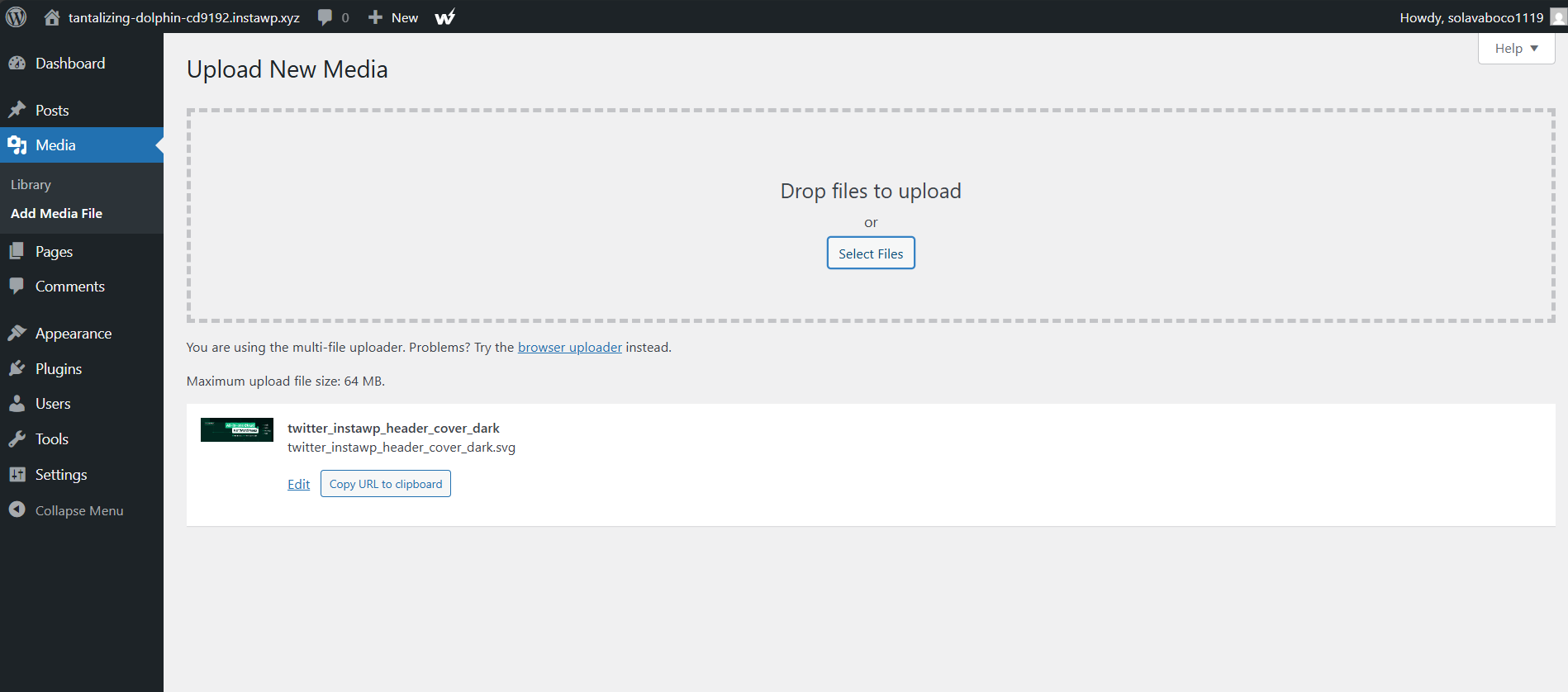 Method 1: Upload SVG to WordPress Using a Plugin, step from the guide How to Upload SVG to WordPress (step 3 of 3)