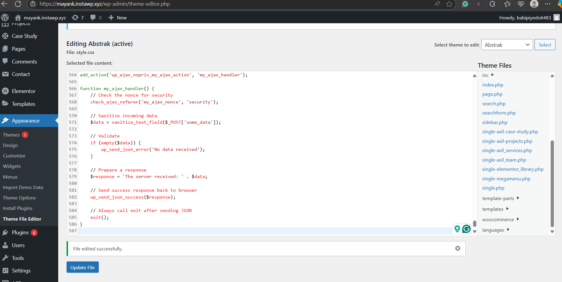 Step 3: Write the PHP Function to Handle Ajax Request, step from the guide How to Use Ajax in WordPress