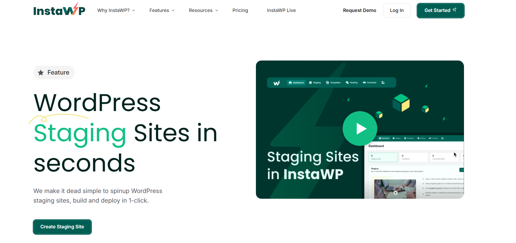 InstaWP staging site feature to test Elementor WordPress 