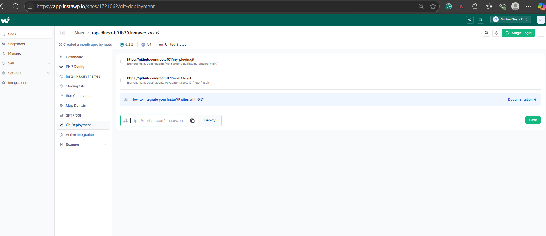Deployment > Git Integration to install WordPress MCP server in production 