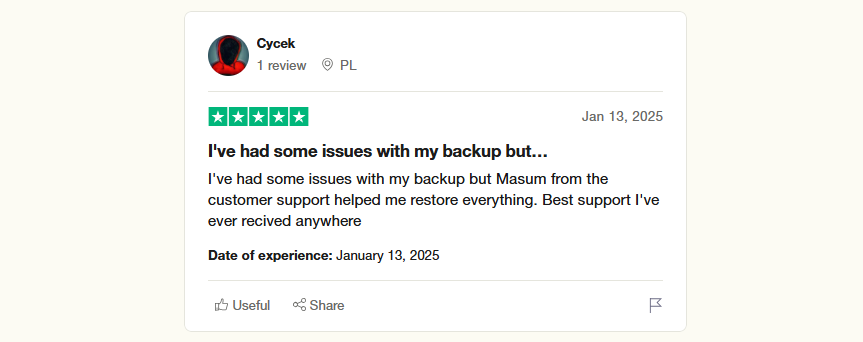 InstaWP Support team review (screenshot 7)