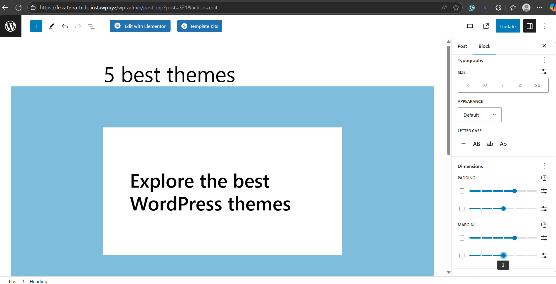 How to Add Margin in WordPress Block Editor (Step-by-Step): screenshot from the guide Padding vs Margin in WordPress: What’s the Real Difference