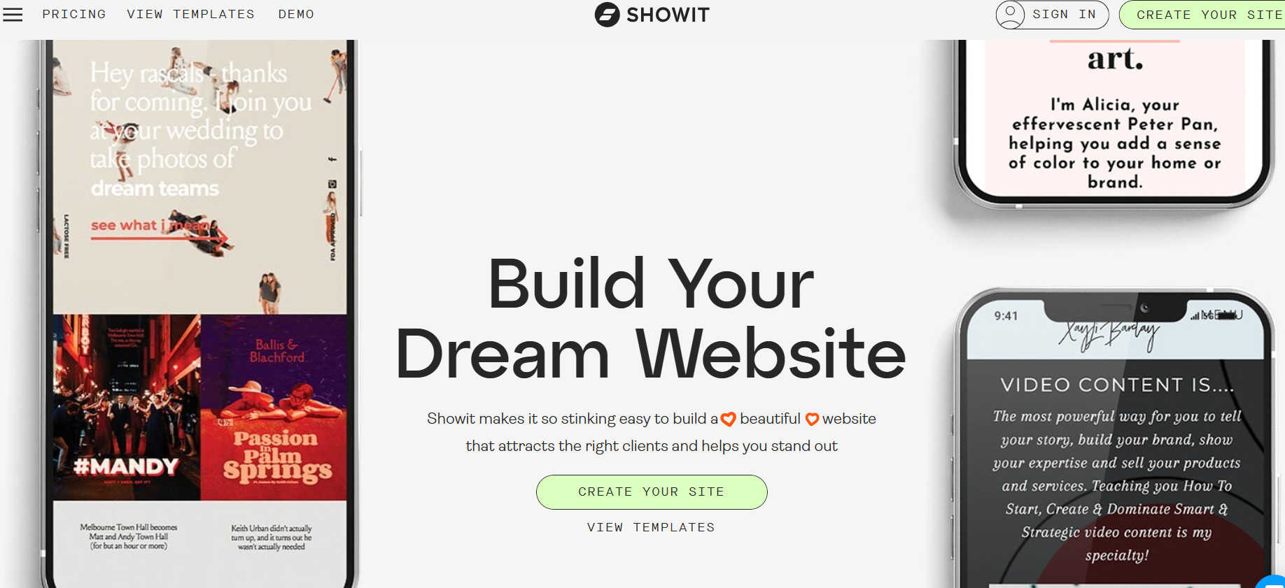 The Showit website