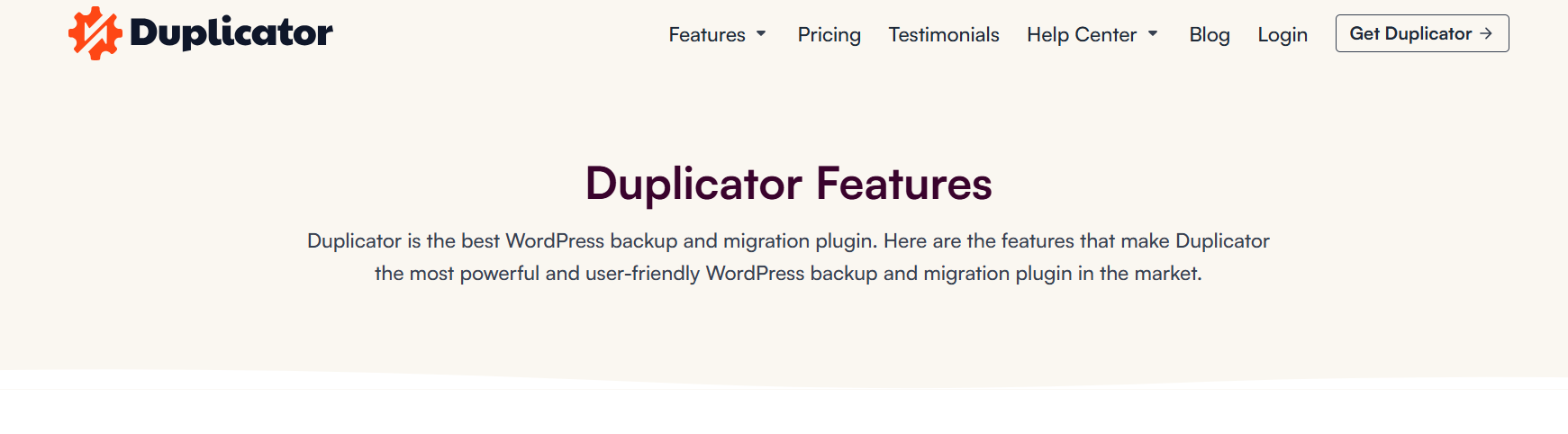 Duplicator WordPress migration service.