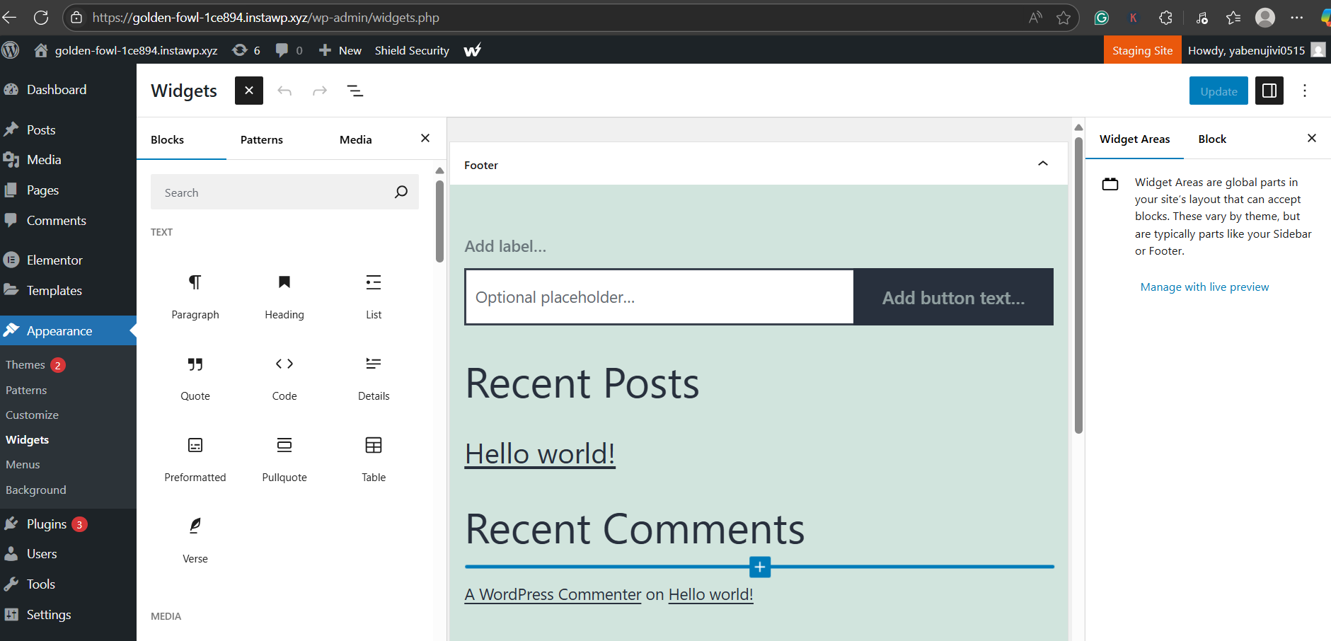 Widget Areas with Block Support