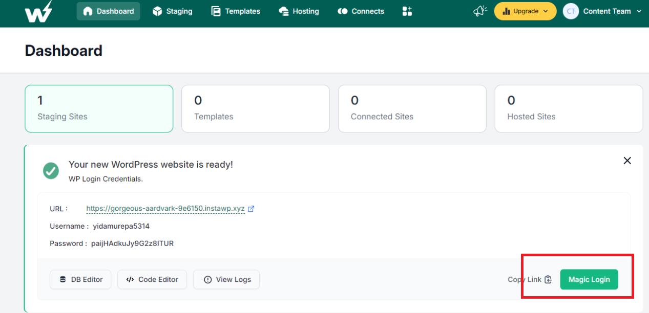 Step 1: Set Up a Staging Site: With this feature, you can access the WordPress Dashboard without entering credentials