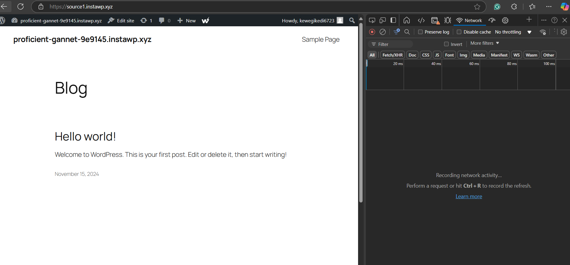 Go to ' Network' to perform the GZIP compression in WordPress 