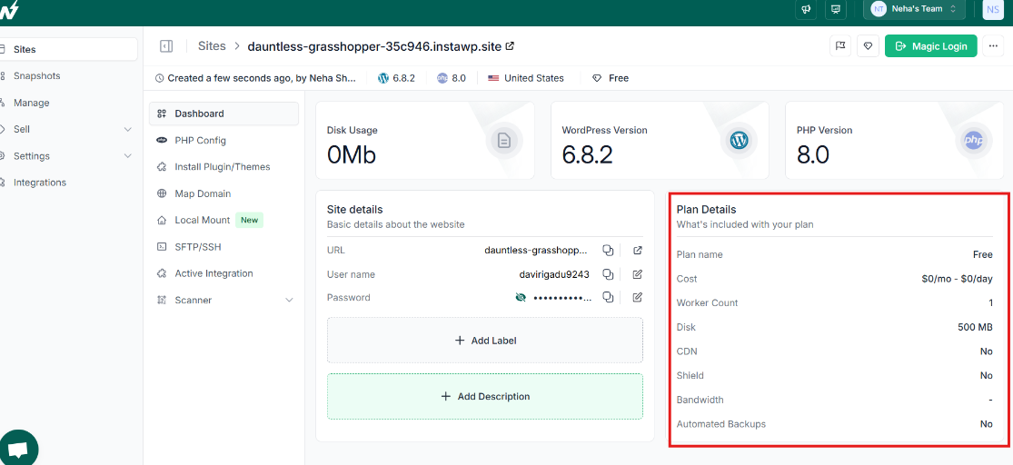 Pay-as-you-go WordPress hosting plan