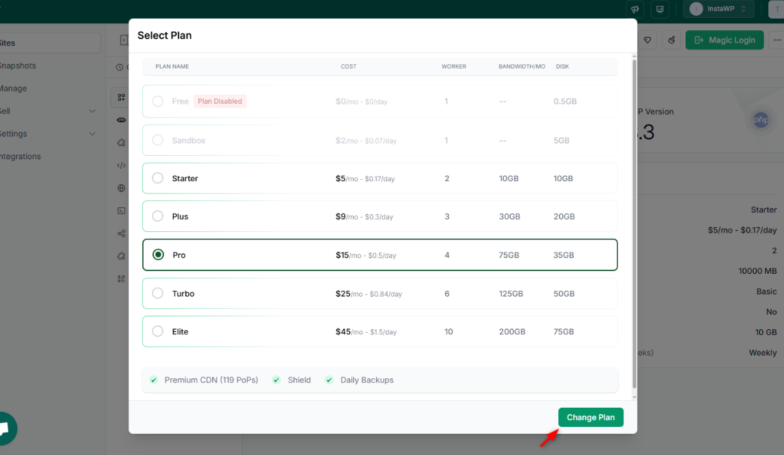 How to Upgrade Your InstaWP Plan (In 60 Seconds or Less) (screenshot 2)