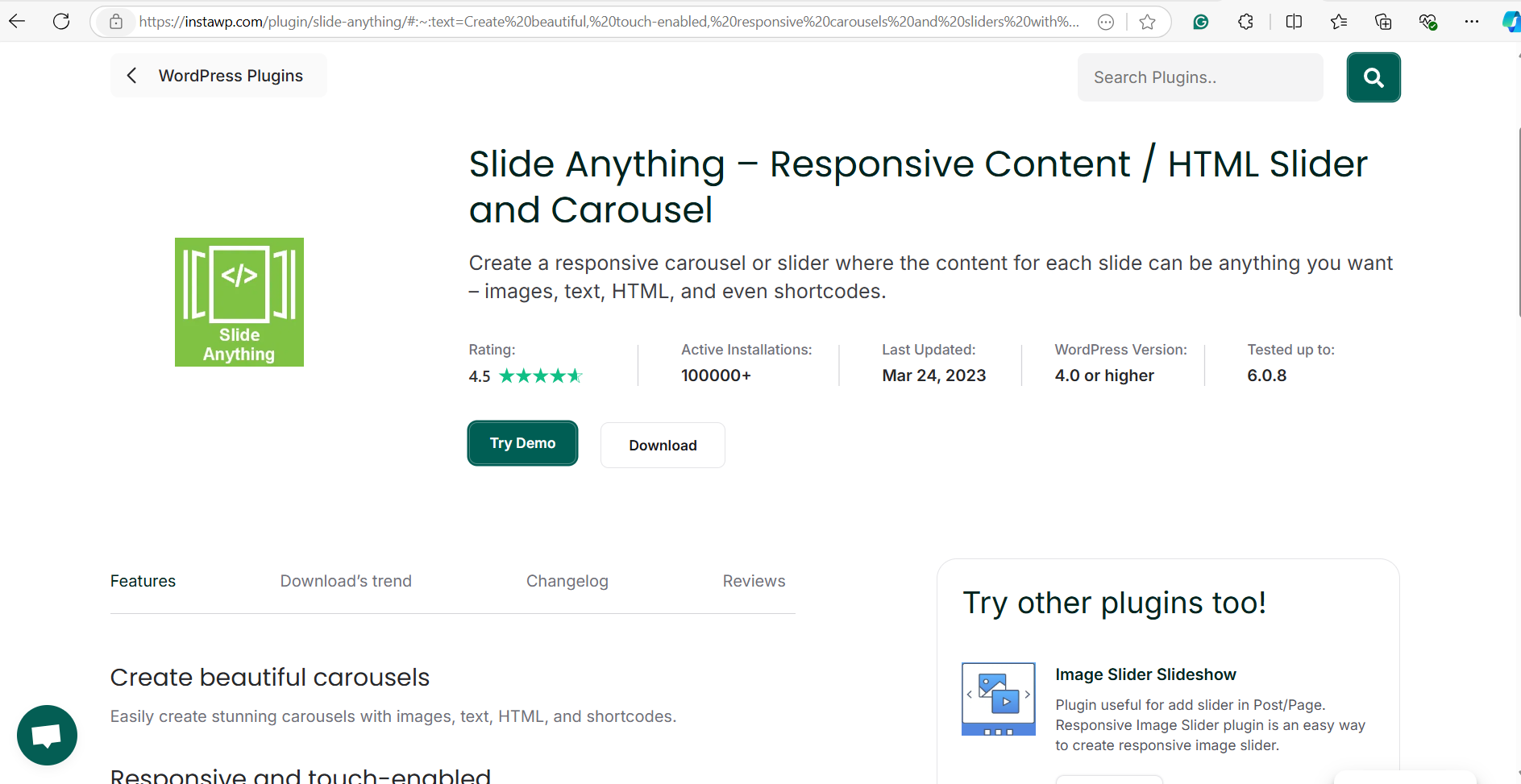 Slide Anything WordPress slideshow plugin download from InstaWP 