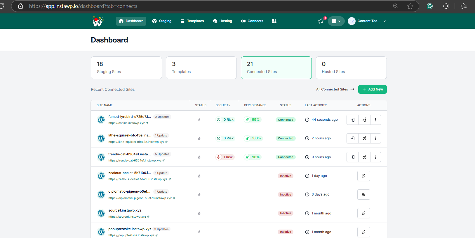Method 1: Manage WordPress Automatic Updates Through Site Management, step from the guide WordPress Automatic Updates (step 1 of 5)