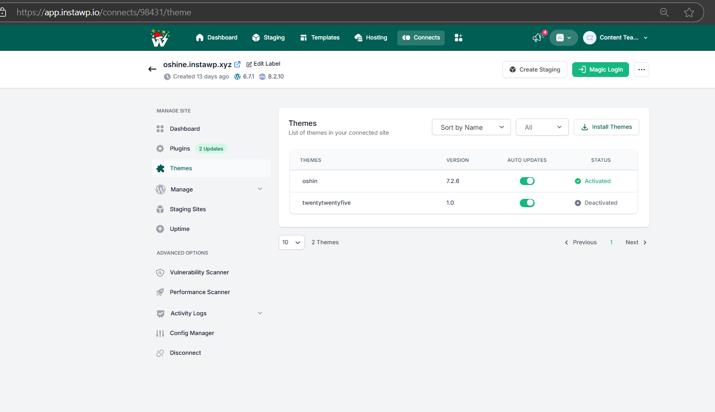 Method 1: Manage WordPress Automatic Updates Through Site Management, step from the guide WordPress Automatic Updates (step 5 of 5)