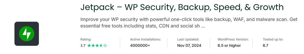 The Jetpack Security website