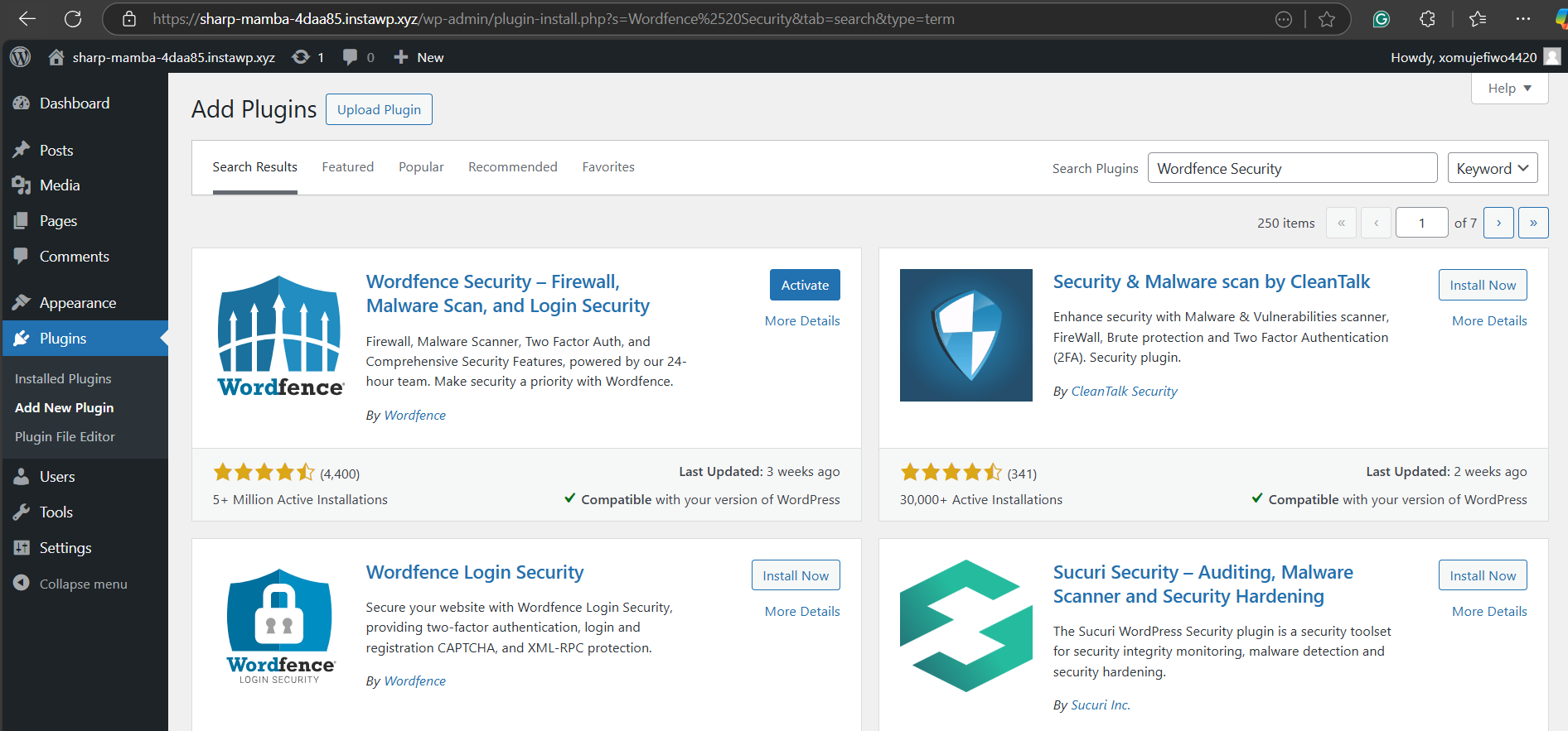How to Install a WordPress Firewall Plugin: Click the “Install Now” button next to the plugin you want, then click “Activate” once it’s installed