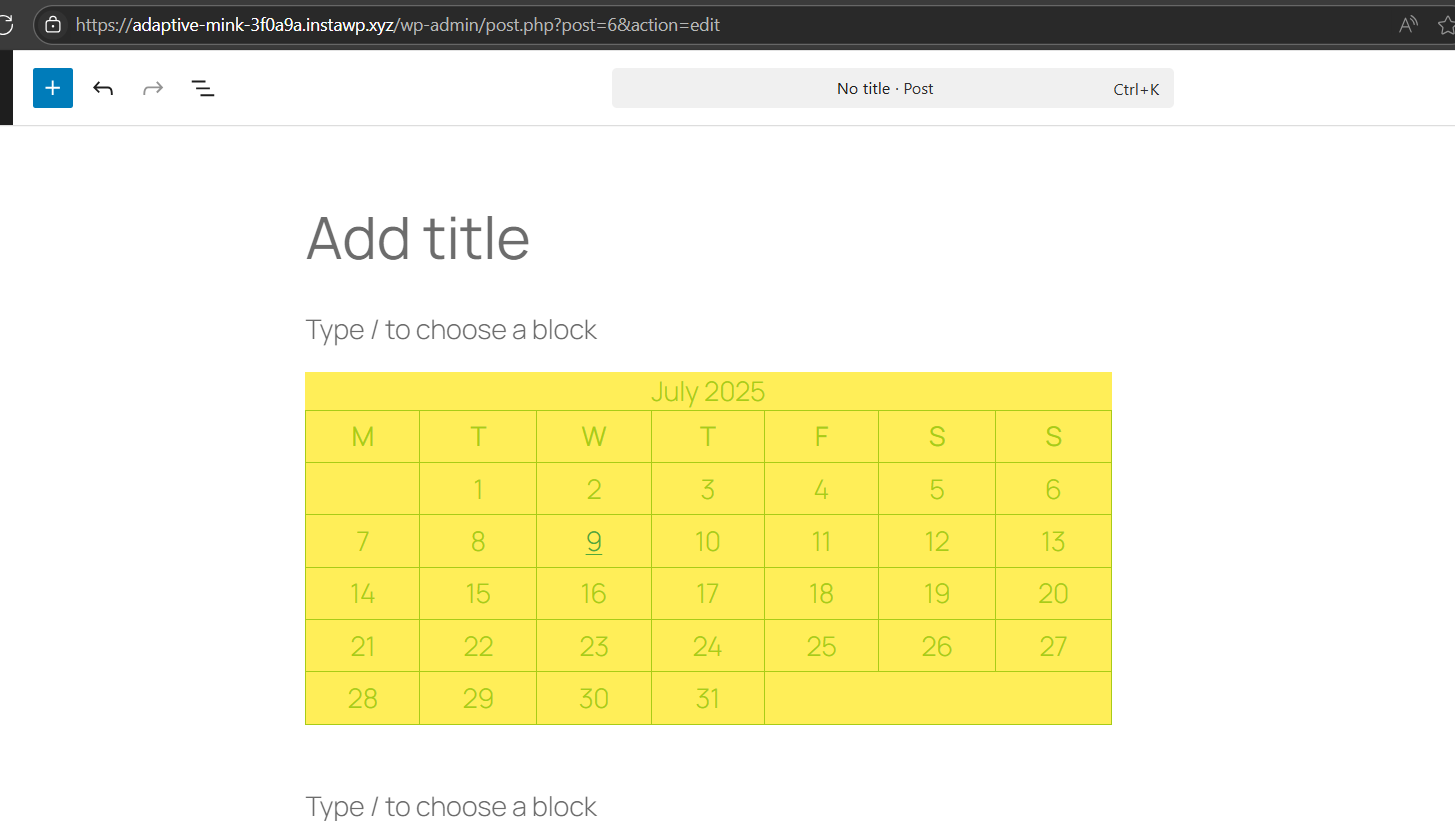 Calendar block now respects theme-defined colors for text and borders In WordPress July 2025 Updates