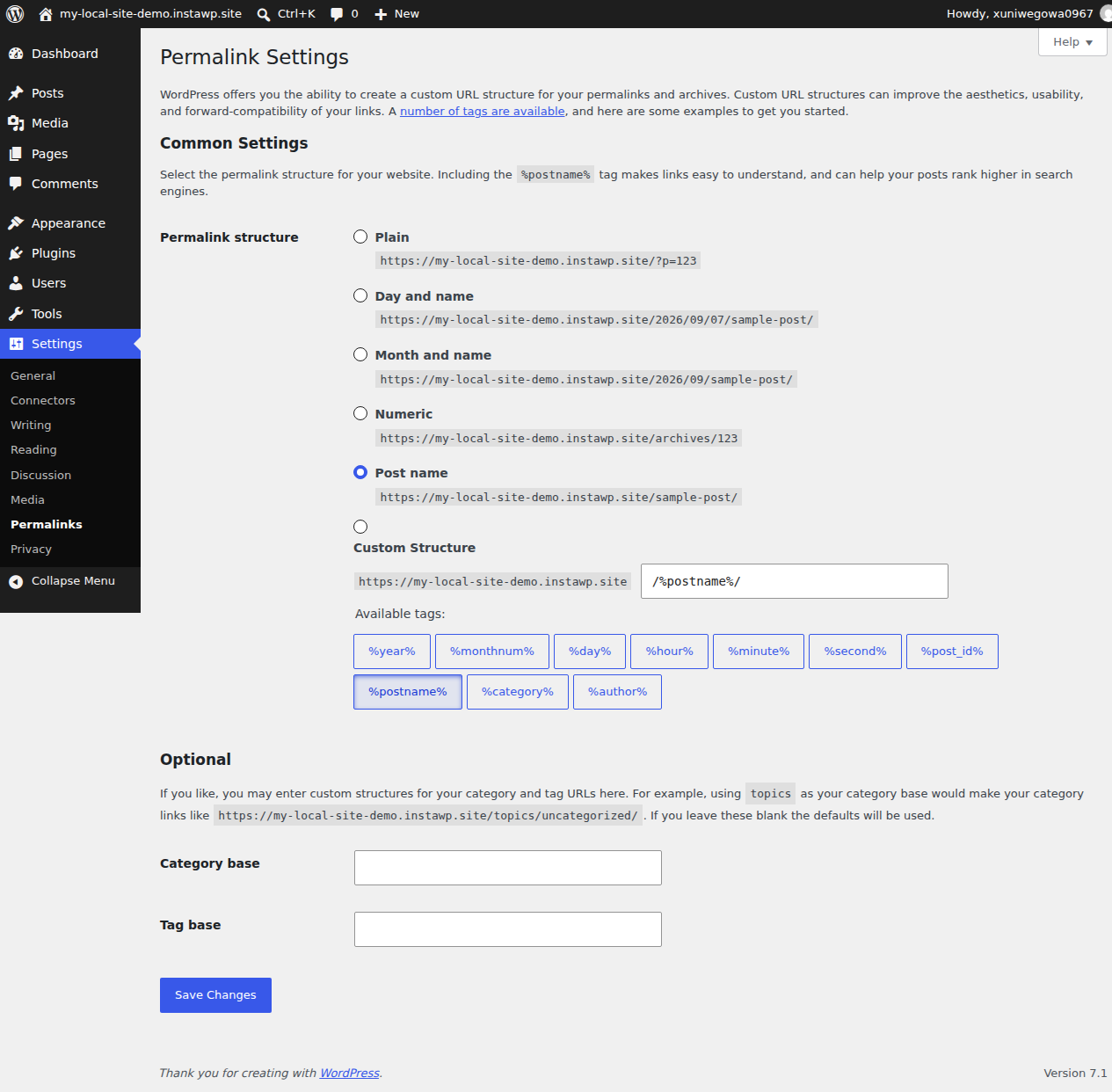 WordPress Settings Permalinks screen used to regenerate htaccess after a migration